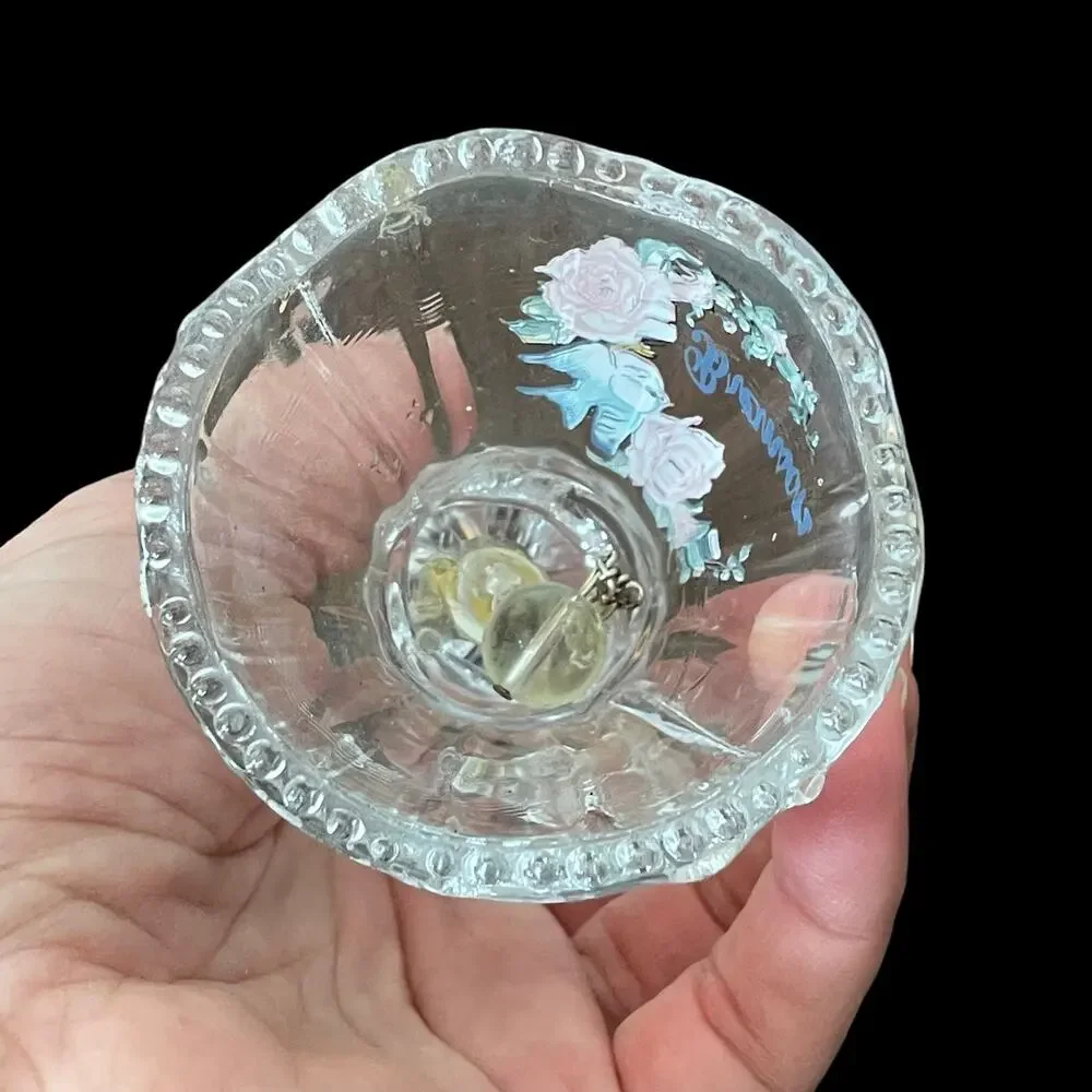 Vintage Glass Swan Bell Handle Branson Missouri Souvenir Pastel Scalloped Rim
